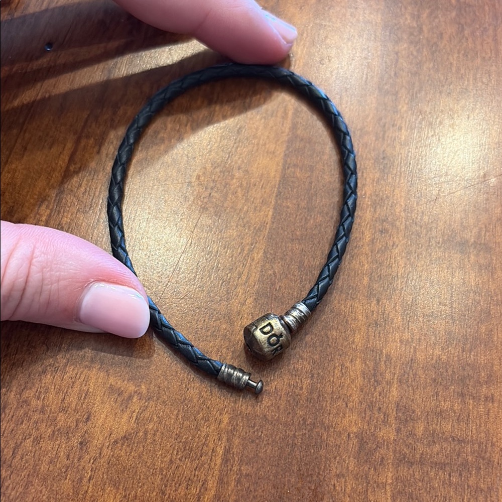 Black Braided Bracelet with Gold Bead
